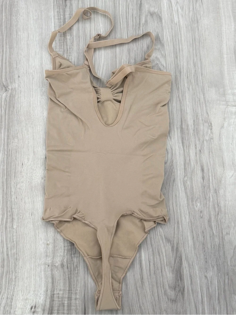 SKIMS Beige Sculpting Low Back Thong Bodysuit with Adjustable Straps